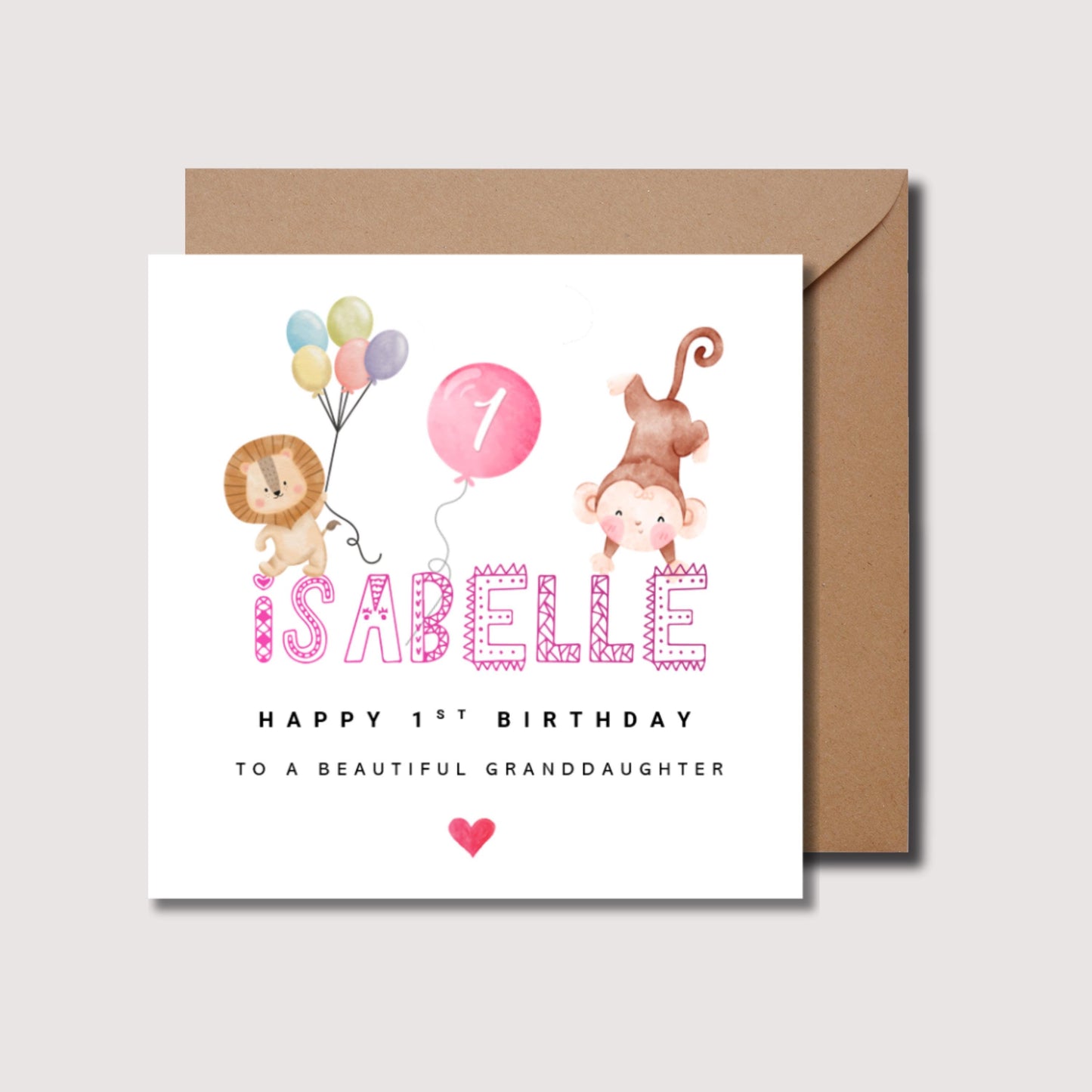 Granddaughter 1st birthday card, age 1 birthday card, granddaughter first birthday, birthday card for granddaughter, granddaughter card, 155