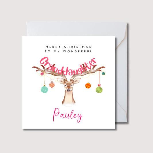 Granddaughter Christmas card, Christmas granddaughter card, personalised granddaughter named Christmas  card, card for granddaughter, WW0373