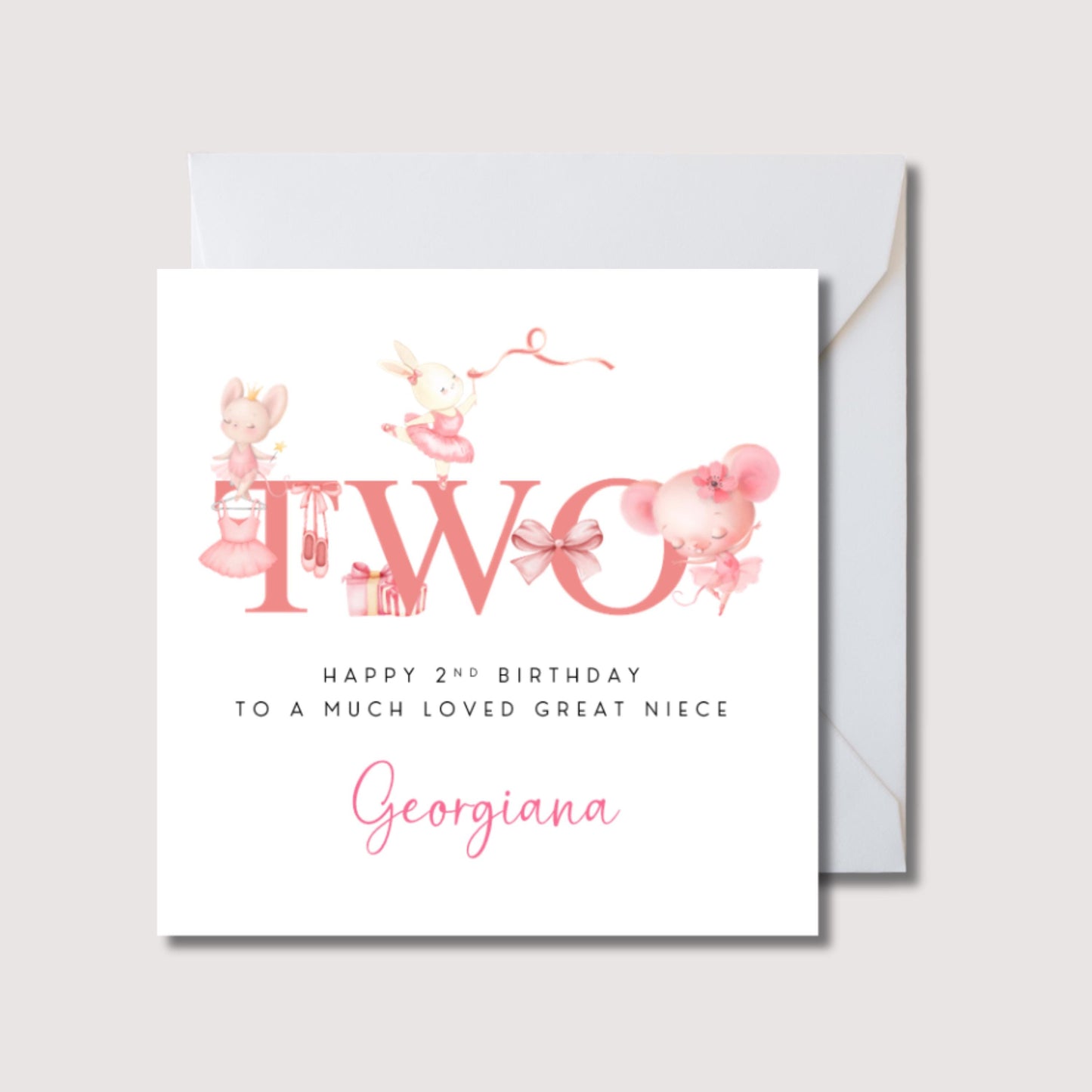 Daughter birthday card, Ballerina birthday card, daughter 2nd birthday, birthday card for daughter, age two birthday card, WW0608
