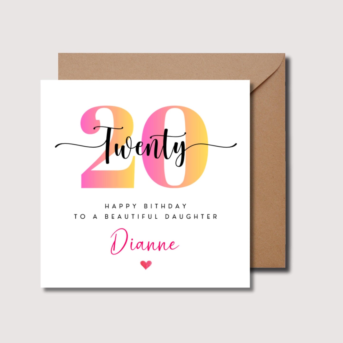 Personalised 20th birthday card, daughter 18th birthday, goddaughter birthday card, granddaughter birthday card, iece birthday card, WW0277