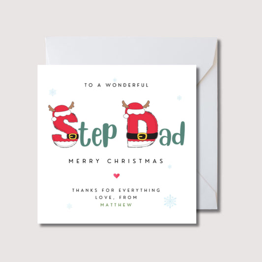 Step dad Christmas card, Christmas card for step dad, Christmas step dad card, Christmas card for step dad, step dad card , WW0496