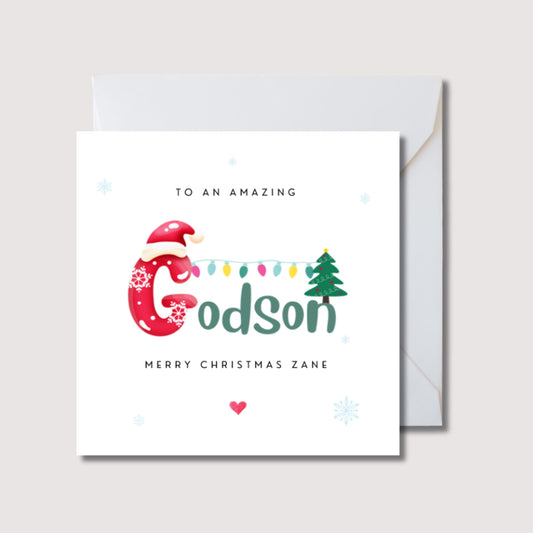 Godson Christmas card, Christmas card for godson, Christmas godson card, Christmas card for godson, reindeer Christmas godson card, WW0494