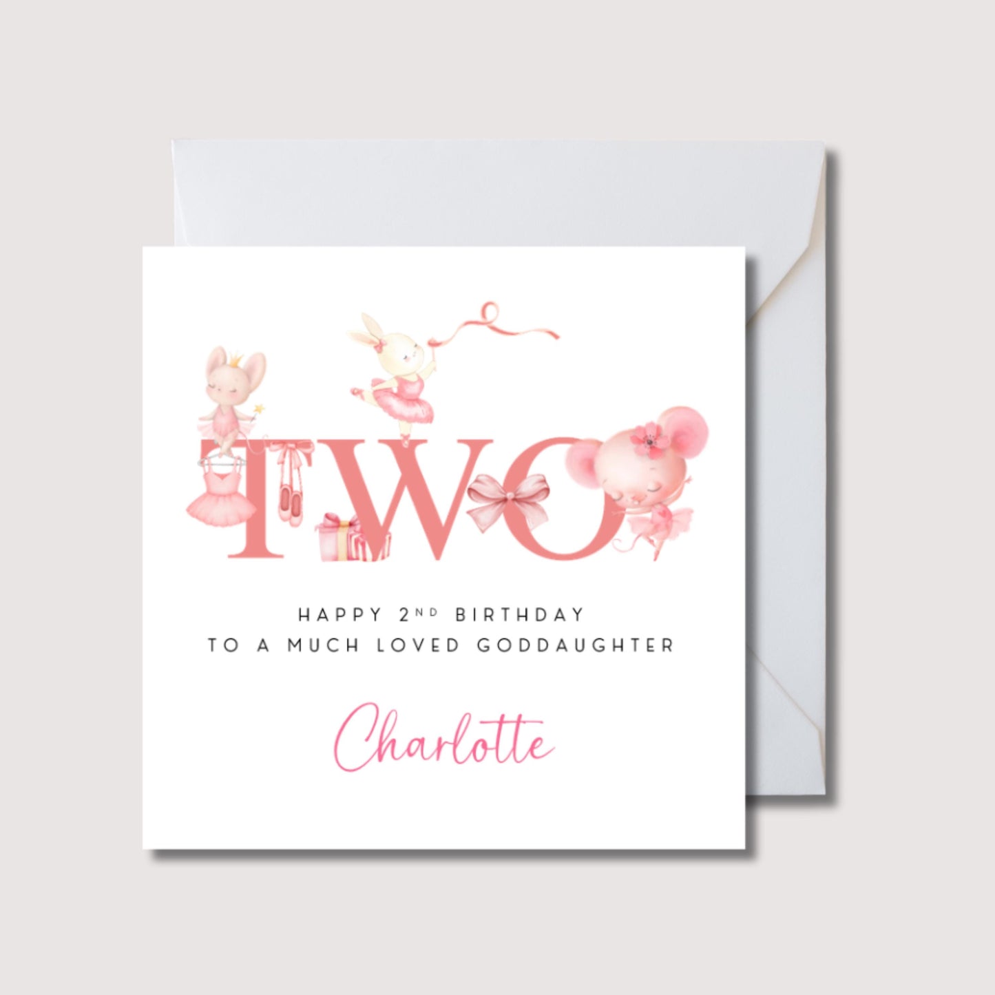 Daughter birthday card, Ballerina birthday card, daughter 2nd birthday, birthday card for daughter, age two birthday card, WW0608