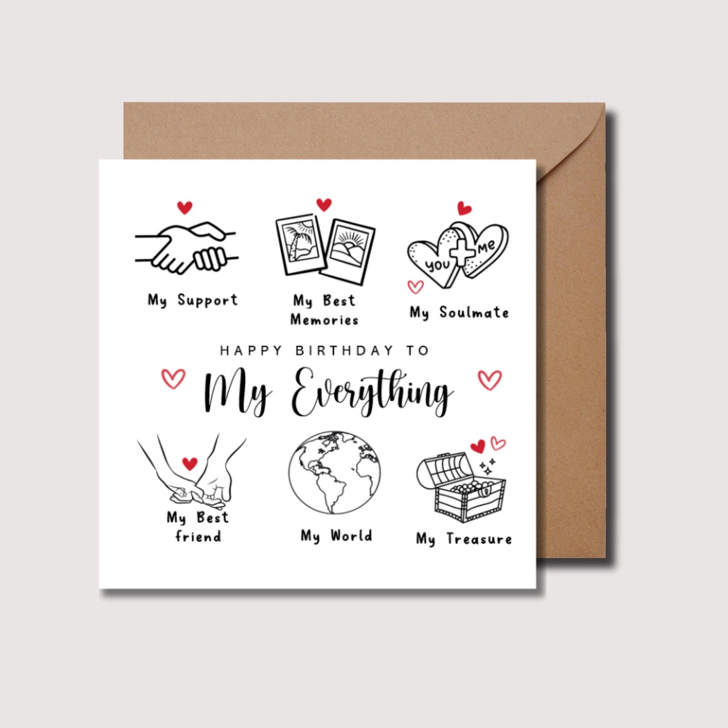 My everything birthday card, personalised girlfriend birthday card, birthday card for husband or wife, boyfriend romantic birthday card WW08