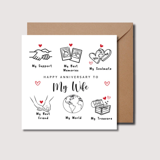 Wife anniversary card, my everything card,  anniversary card, anniversary card for my everything, personalised card, love card WW08