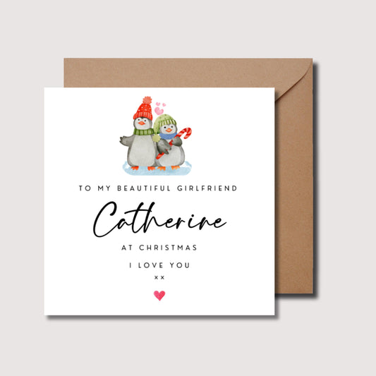 Girlfriend Christmas card, girlfriend Xmas card, personalised girlfriend Christmas card, lover Christmas card, Christmas card for her, W0283