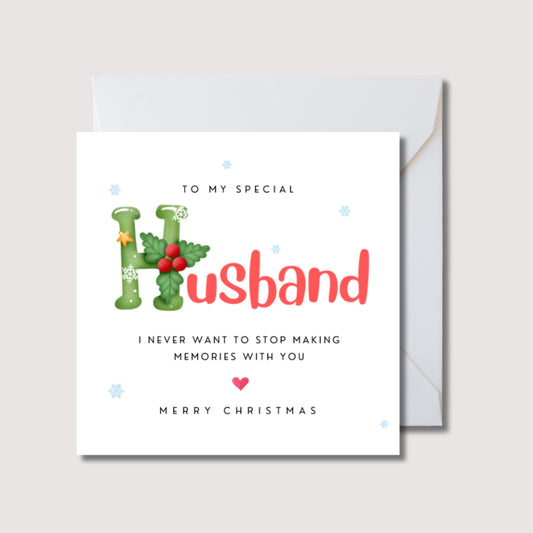 Husband Christmas card, Husband Xmas card, personalised husband Christmas card, husband Christmas card, card for husband Christmas,  WW0499