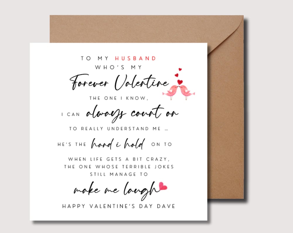 Husband Valentines card, personalised